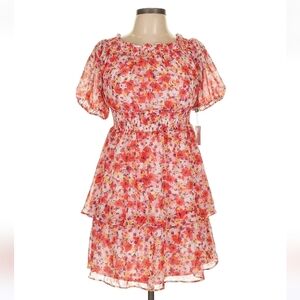 Laundry by Shelli Segal Womens Chiffon Floral Mini Fit & Flare Dress, Size 12